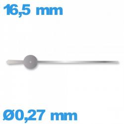 Aiguille argenté seule diamètre : 0,27mm longueur : 16.5mm cadran central des secondes mouvement de montre