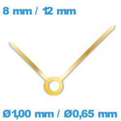 Paire d'aiguille doré pour mouvement de montre (Ø1,00 mm / Ø0,65 mm) 