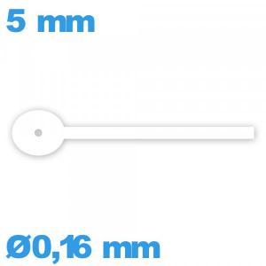 Aiguille seule de mouvement montre blanc diam : 0,16 mm taille : 5 mm de sous-cadran Aiguille seule de mouvement montre blanc diam : 0,16 mm taille : 5 mm de sous-cadran