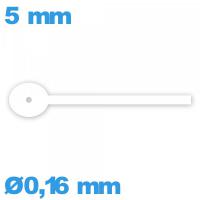 Aiguille seule de mouvement montre blanc diam : 0,16 mm   taille : 5 mm de sous-cadran 