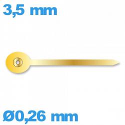 Aiguille de sous-cadran doré  montre seule  diamètre : 0,26mm 
