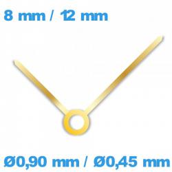 Jeu d'aiguille (Ø0,90 mm / Ø0,45 mm) doré cadran principal  montre