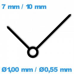 Paire d'aiguille Suisse cadran central noir (Ø1,00 mm / Ø0,55 mm)  de montre