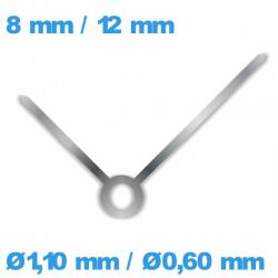 Paire d'aiguille pour mouvement  (Ø1,10 mm / Ø0,60 mm) argente (Ø1,10 mm / Ø0,60 mm) - Suisse