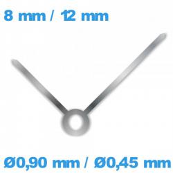 Jeu d'aiguille (Ø0,90 mm / Ø0,45 mm) de mouvement de montre - argente