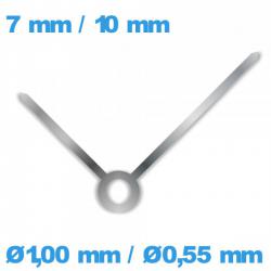 2 Aiguilles  argente (Ø1,00 mm / Ø0,55 mm) mouvement montre