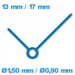Jeu d'aiguille de mouvement de montre (Ø1,50 mm / Ø0,90 mm) bleu (Ø1,50 mm / Ø0,90 mm)