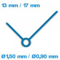 Jeu d'aiguille de mouvement de montre (Ø1,50 mm / Ø0,90 mm) bleu (Ø1,50 mm / Ø0,90 mm)