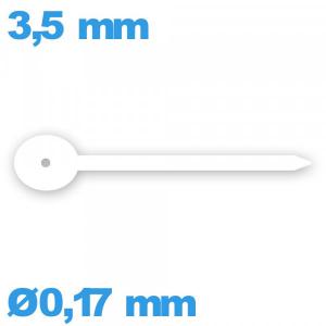 Aiguille seule mouvement de montre blanc  Ø0,17 mm  taille : 3,5 mm de sous-cadran - 