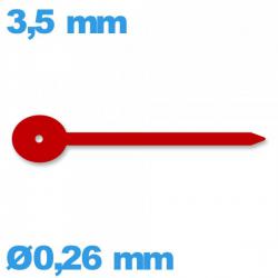 Aiguille de sous-cadran rouge mouvement montre seule  diam : 0,26mm  long : 3,5 mm 