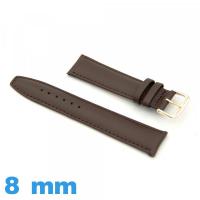 Bracelet 8 mm pour montre  Cuir véritable 
