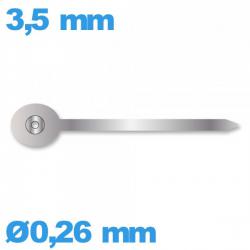 Aiguille argenté seule diamètre : 0,26 mm longueur : 3,5 mm sous-cadran  montre