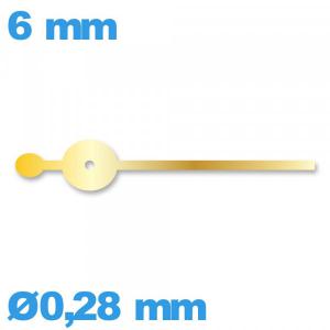 Aiguille doré   Ø0,28 mm long : 6 mm  sous-cadran mouvement 