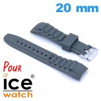 Bracelet 20mm Gris de montre pour Ice Watch Cahoutchouc