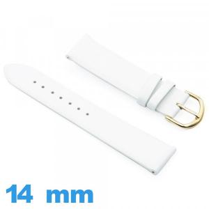 Bracelet Vrai cuir  14 mm Blanc de montre 