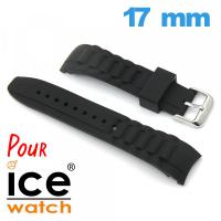 Bracelet de montre pour Ice Watch Noir Cahoutchouc 17mm