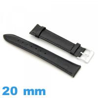 Bracelet Cuir Noir 20 mm  pour montre 