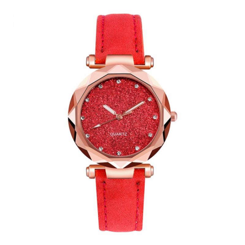 Montre Fantaisie Fille/femme - Boîtier Blanc Laqué, Bracelet Rouge Strass - Mouvement Quartz - Neuf Jamais Porté