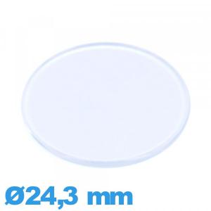 Verre en plexiglas Circulaire montre 24,3 mm plat et fin
