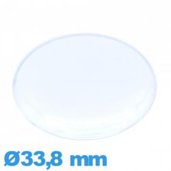 Verre 33,8 mm forme de punaise de montre plexiglas Circulaire