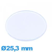 Verre acrylique Circulaire plat et fin 25,3 mm de montre