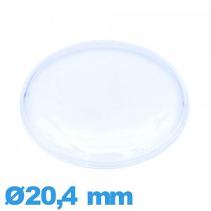 Verre 20,4 mm haut bombé avec pas montre plexiglas Circulaire