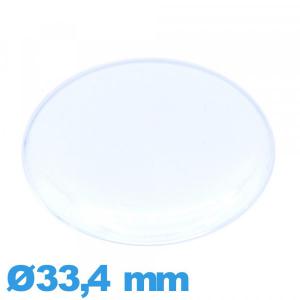 Verre 33,4 mm forme de punaise Circulaire montre Plastique