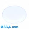 Verre 33,4 mm forme de punaise Circulaire montre Plastique