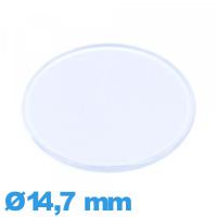 Verre plexiglas Circulaire plat et fin 14,7 mm pour montre
