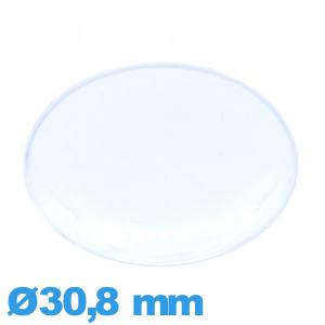 Verre forme de punaise de montre en Plastique Circulaire 30,8 mm