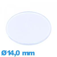 Verre montre en Plastique 14,0 mm plat et fin Circulaire