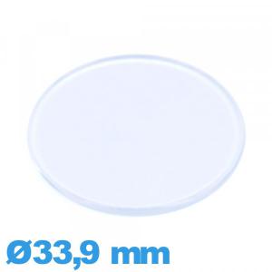Verre plat et fin Circulaire Plastique 33,9 mm pour montre