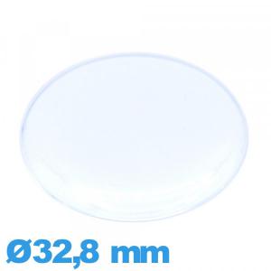 Verre 32,8 mm forme de punaise pour montre en Plastique Circulaire