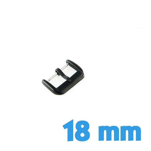 Boucle De Montre 18 Mm PVD Noir - Pour Bracelets Cuir Ou Caoutchouc, Acier Inoxydable