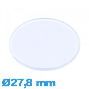 Verre 27,8 mm plat et fin pour montre en Plastique Circulaire