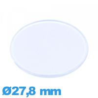 Verre 27,8 mm plat et fin pour montre en Plastique Circulaire