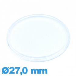 Verre pour montre 27,0 mm Plastique Circulaire extra plat