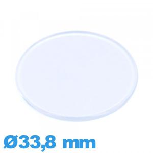 Verre 33,8 mm plat et fin pour montre plexiglas Circulaire