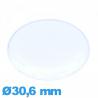 Verre 30,6 mm forme de punaise montre acrylique Circulaire