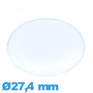 Verre 27,4 mm forme de punaise de montre en acrylique Circulaire