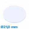 Verre Plastique Circulaire montre 21,0 mm plat et fin