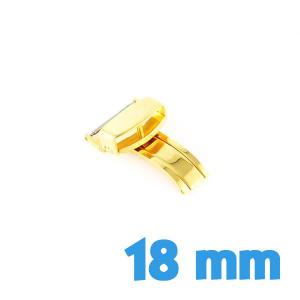 Fermoir déployant montre pas cher doré 18 mm bracelet cuir plastique