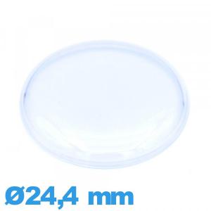 Verre plexiglas Circulaire pour montre 24,4 mm haut bombé avec pas