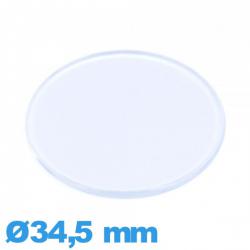 Verre plat et fin 34,5 mm pour montre Circulaire Plastique