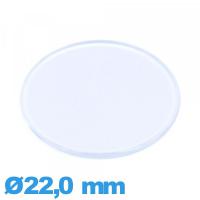 Verre plat et fin de montre Plastique Circulaire 22,0 mm