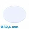 Verre Plastique Circulaire plat et fin 32,4 mm de montre