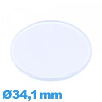 Verre 34,1 mm plat et fin pour montre en Plastique Circulaire