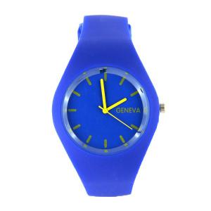 Montre tendance pas chère de marque silicone bleue Geneva