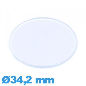 Verre plat et fin pour montre en plexiglas Circulaire 34,2 mm