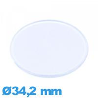 Verre plat et fin pour montre en plexiglas Circulaire 34,2 mm